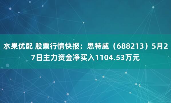 水果优配 股票行情快报：思特威（688213）5月27日主力资金净买入1104.53万元