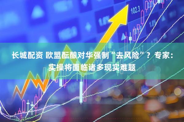 长城配资 欧盟酝酿对华强制“去风险”？专家：实操将面临诸多现实难题