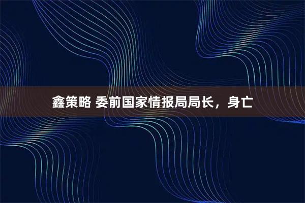 鑫策略 委前国家情报局局长，身亡
